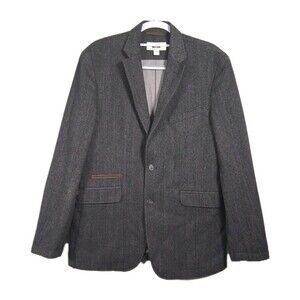 Joseph Abboud Blazer Mens Medium Gray Wool Herringbone Sport Coat Elbow Patches